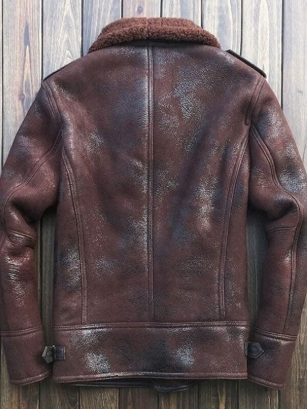 Aaron Burgundy SF Bomber Shearling Jacket