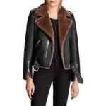 Adah Slim Fit Shearling Biker Leather Jacket