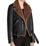 Adah Slim Fit Shearling Biker Leather Jacket