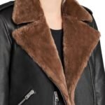 Adah Slim Fit Shearling Biker Leather Jacket