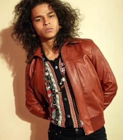 Adam Fitting In Premier Brown Bomber Jacket