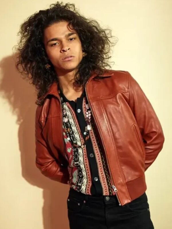 Adam Fitting In Premier Brown Bomber Jacket