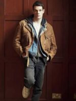 Adam Groff Sex Education Connor Swindells Brown Real Leather Jacket