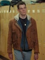Adam Groff Sex Education Connor Swindells Brown Real Leather Jacket