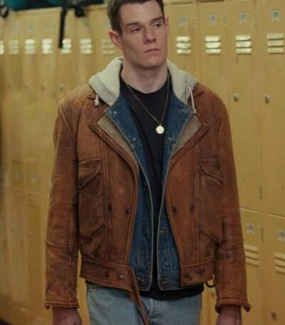Adam Groff Sex Education Connor Swindells Brown Real Leather Jacket