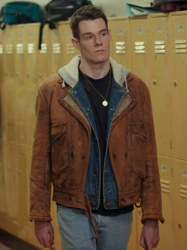 Adam Groff Sex Education Connor Swindells Brown Real Leather Jacket
