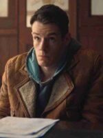 Adam Groff Sex Education Connor Swindells Brown Real Leather Jacket