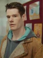 Adam Groff Sex Education Connor Swindells Brown Real Leather Jacket
