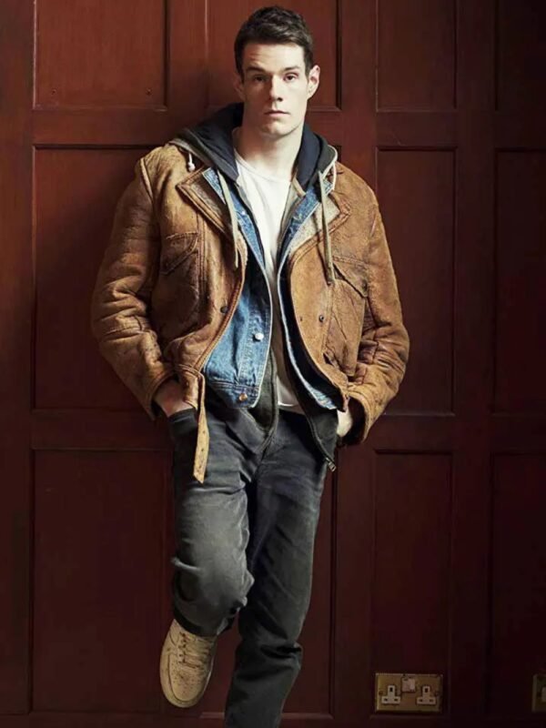 Adam Groff Sex Education Connor Swindells Brown Real Leather Jacket