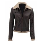 Addie Dark Warm Shearling Leather Jacket