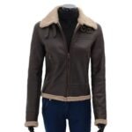 Addie Dark Warm Shearling Leather Jacket
