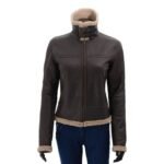Addie Dark Warm Shearling Leather Jacket