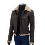 Addie Dark Warm Shearling Leather Jacket