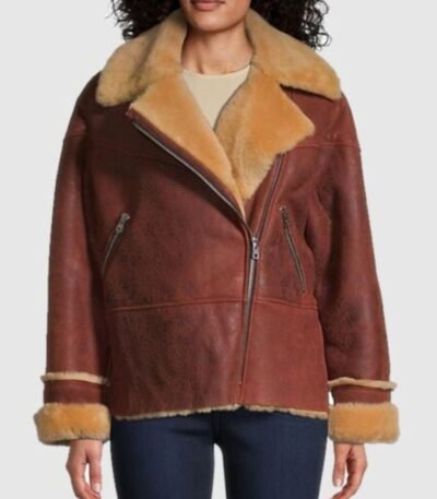Addis-SF Sandy Vegan Shearling Moto Jacket