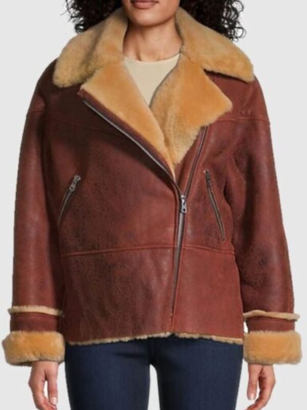 Addis-SF Sandy Vegan Shearling Moto Jacket