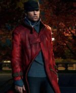 Aiden Pearce Watch Dogs Leather Red Long Coat