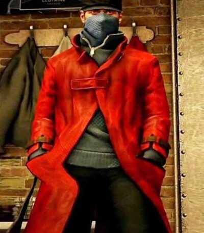 Aiden Pearce Watch Dogs Leather Red Long Coat