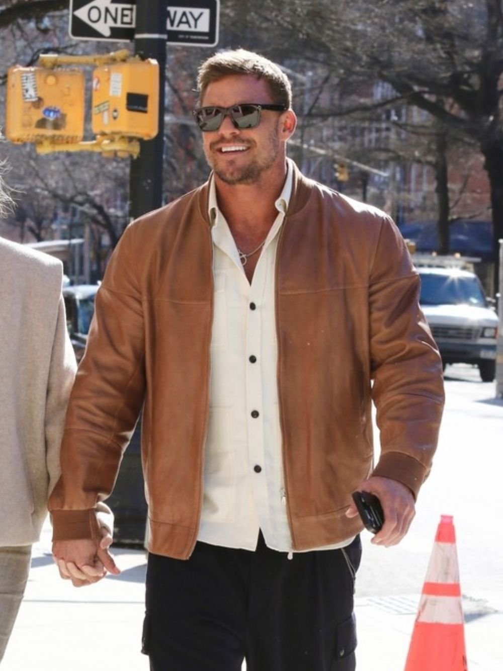 Alan Ritchson Ordinary Angels 2024 Brown Leather Jacket Alan Ritchson Ordinary Angels 2024 Brown Leather Jacket