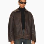 Alek Distressed Leather Jacket in Brown Grlfrnd