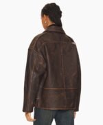 Alek Distressed Leather Jacket in Brown Grlfrnd