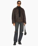 Alek Distressed Leather Jacket in Brown Grlfrnd
