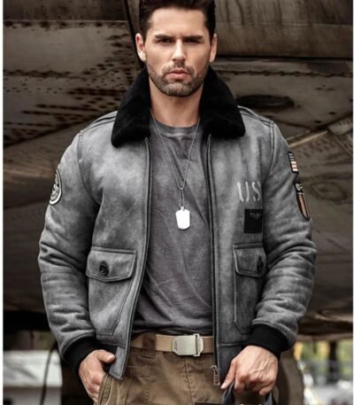Alexander Black G1 Bomber Shearling Leather Jacket