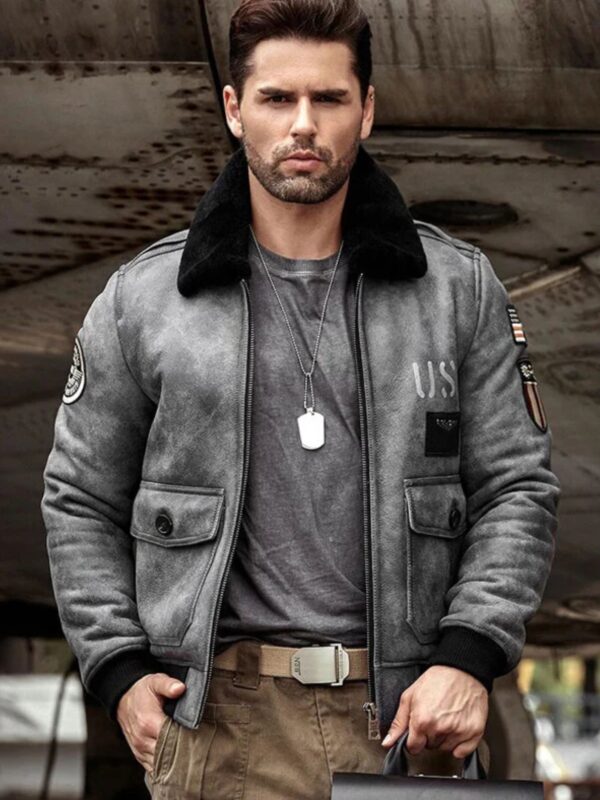 Alexander Black G1 Bomber Shearling Leather Jacket