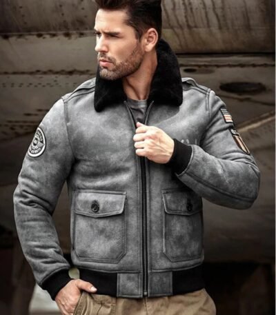 Alexander Black G1 Bomber Shearling Leather Jacket