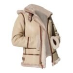 Alicia Beige Shearling Fur Hooded Leather Jacket
