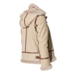 Alicia Beige Shearling Fur Hooded Leather Jacket