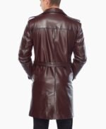 Alven Brown Leather Vintage Trench Coat