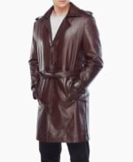 Alven Brown Leather Vintage Trench Coat