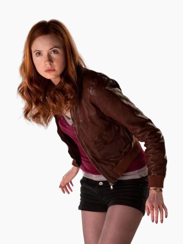 Amy Pond Doctor Who Season 5 Karen Gillan Brown Leather Jacket