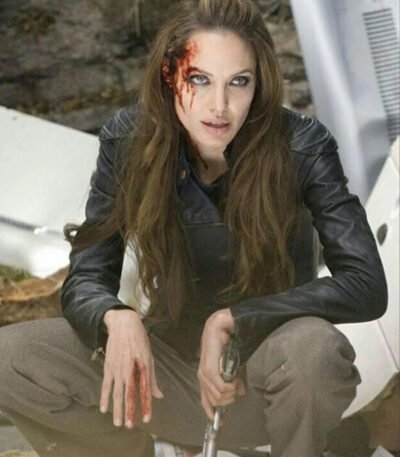 Angelina Jolie Eternals Black Biker Leather Jacket