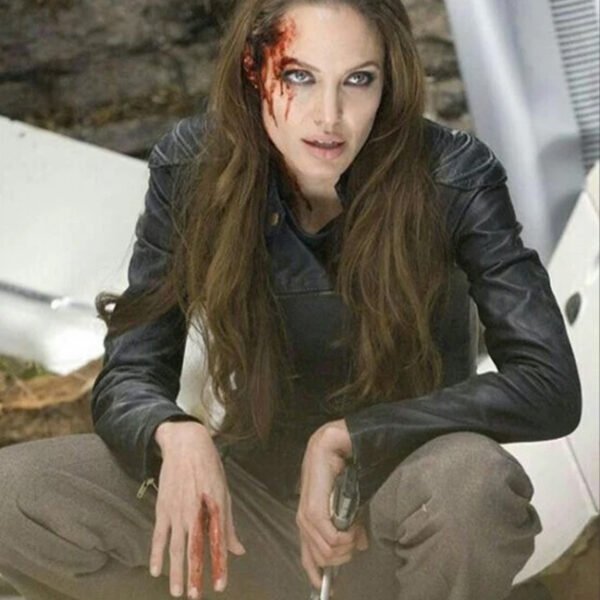 Angelina Jolie Eternals Black Biker Leather Jacket