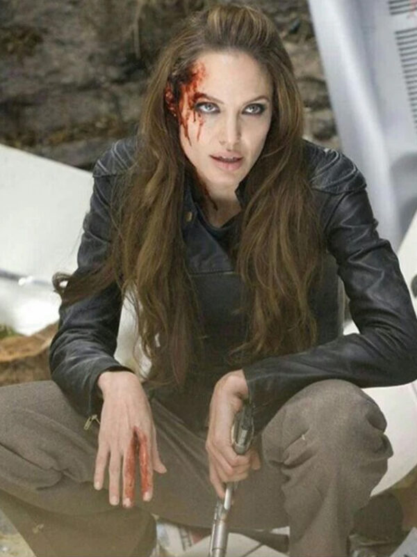 Angelina Jolie Eternals Black Biker Leather Jacket