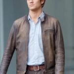 Angus MacGyver Distressed Silver Brown Leather Jacket