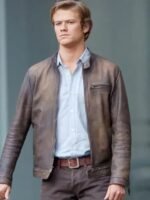 Angus MacGyver Distressed Silver Brown Leather Jacket
