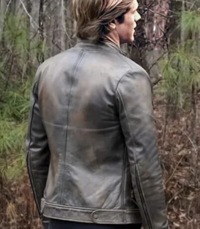 Angus MacGyver Distressed Silver Brown Leather Jacket
