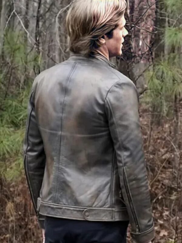Angus MacGyver Distressed Silver Brown Leather Jacket