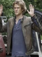 Angus MacGyver Distressed Silver Brown Leather Jacket