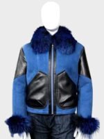 Anna Blue Shearling Sheepskin Leather Jacket