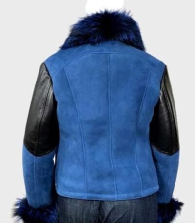 Anna Blue Shearling Sheepskin Leather Jacket