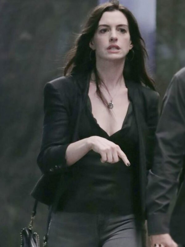 Anne Hathaway WeCrashed 2022 Black Leather Jacket