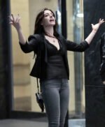 Anne Hathaway WeCrashed 2022 Black Leather Jacket