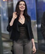 Anne Hathaway WeCrashed 2022 Black Leather Jacket