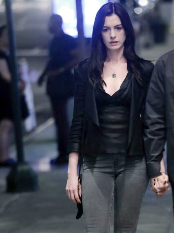 Anne Hathaway WeCrashed 2022 Black Leather Jacket