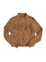 Annie Marks Fringe Good Girls Brown Suede Leather Jacket