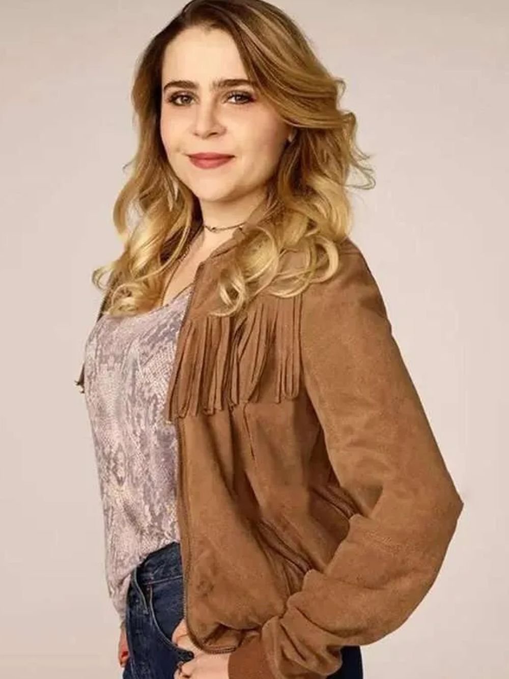 Annie Marks Fringe Good Girls Brown Suede Leather Jacket Annie Marks Fringe Good Girls Brown Suede Leather Jacket