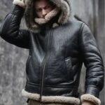 Antonio-SF Hooded Shearling Fur Black Bomber Jacket